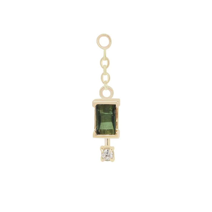 Maya Jewelry Earrings Cherish Chain Charm in Gold with Tourmaline Diamond