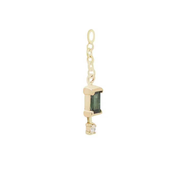 Maya Jewelry Earrings Cherish Chain Charm in Gold with Tourmaline Diamond