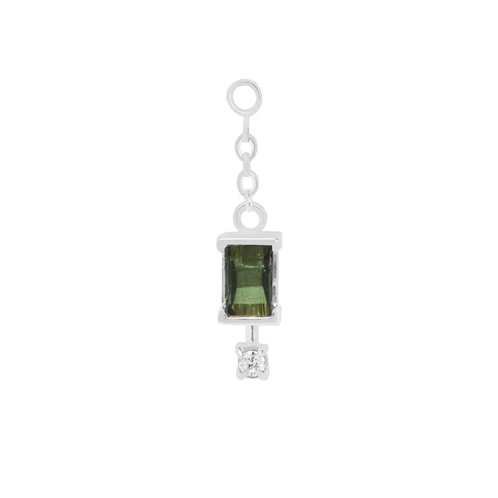 Maya Jewelry Earrings Cherish Chain Charm in Gold with Tourmaline Diamond