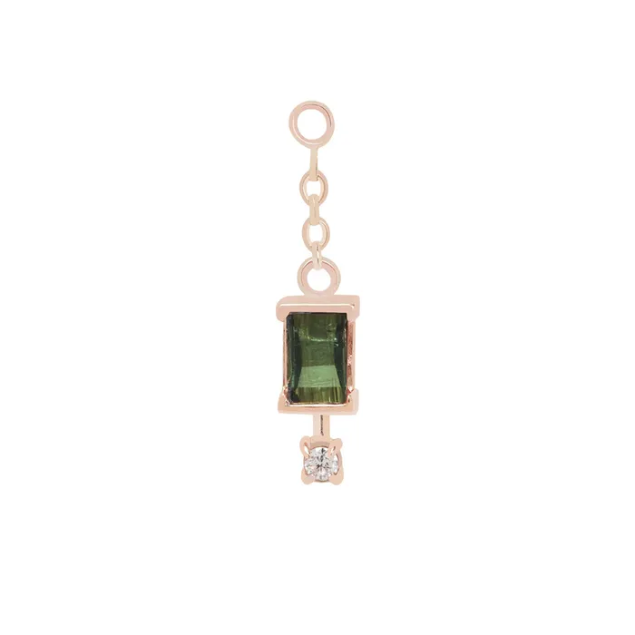 Maya Jewelry Earrings Cherish Chain Charm in Gold with Tourmaline Diamond