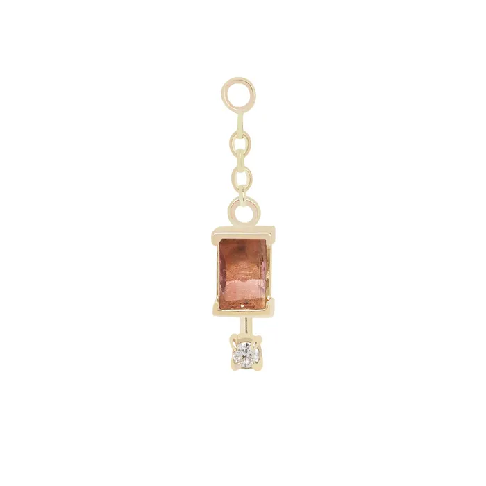 Maya Jewelry Earrings Cherish Chain Charm in Gold with Tourmaline Diamond