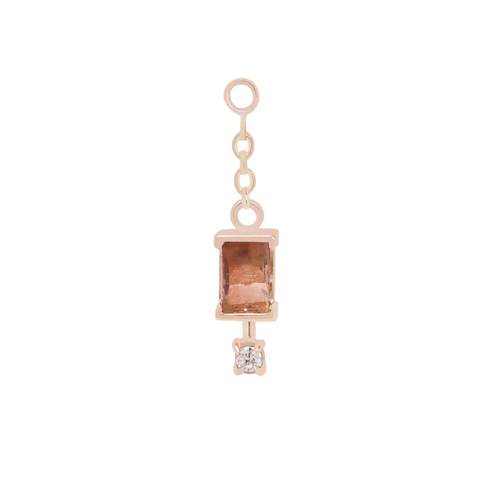 Maya Jewelry Earrings Cherish Chain Charm in Gold with Tourmaline Diamond