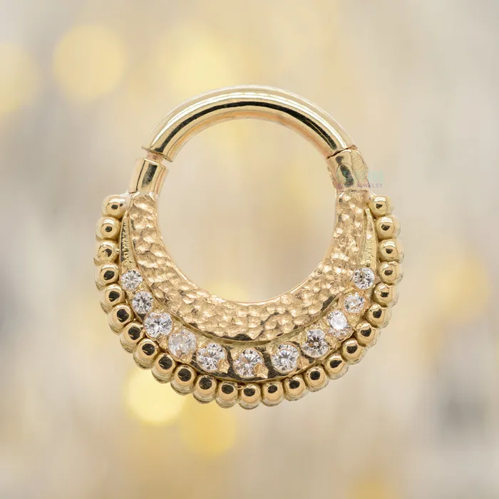 Maya Jewelry Earrings War Horse Clicker in Gold with Gems