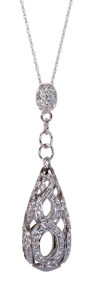 N7146 Rhodium Swarovski Elements Drop Pendant Necklace Red Necklaces