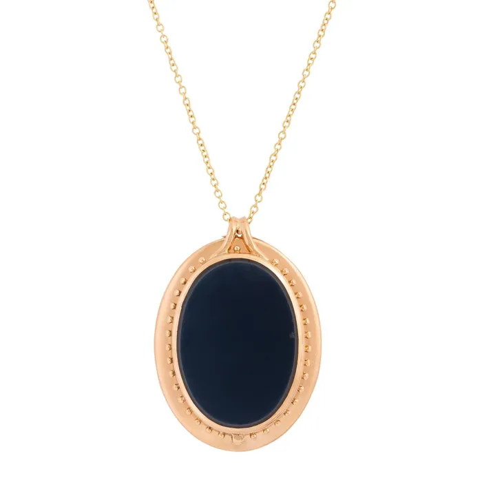 Necklaces Antique Victorian Onyx Agate And 14k Gold Sliding Locket