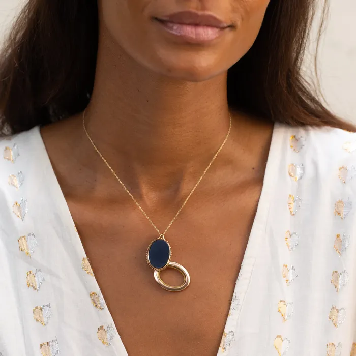 Necklaces Antique Victorian Onyx Agate And 14k Gold Sliding Locket