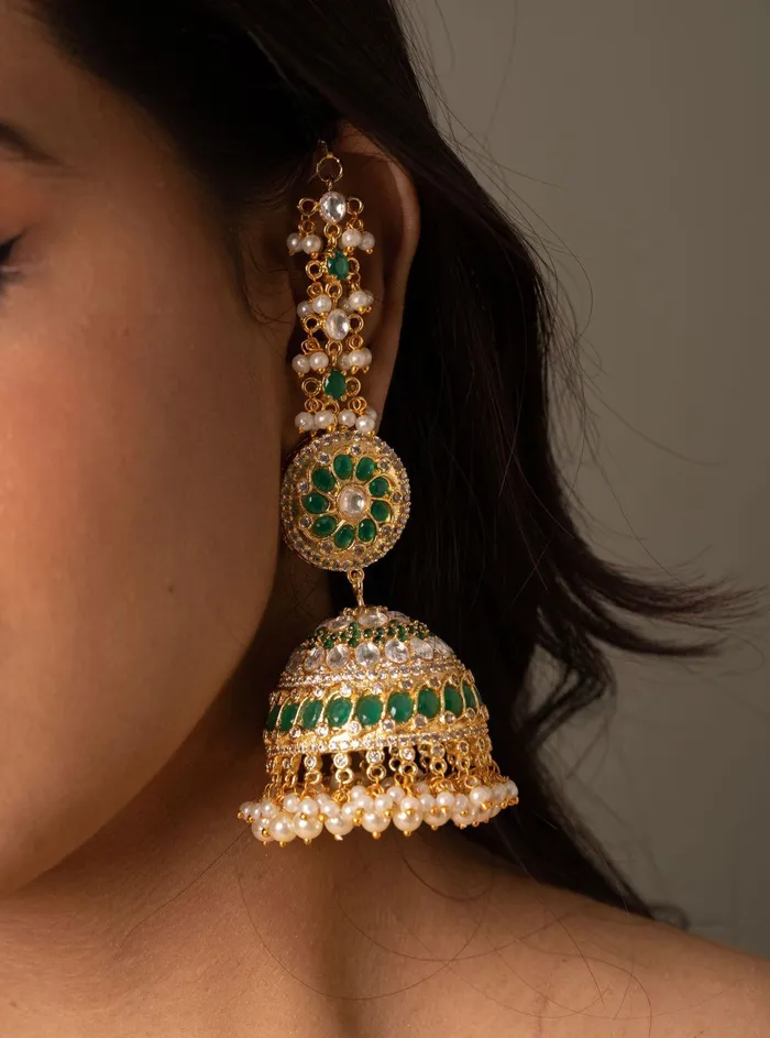 Necklaces Attrangi Oversized Jhumka With Kannauti