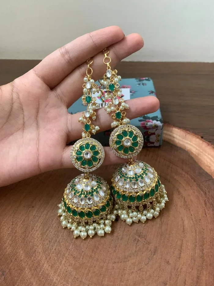 Necklaces Attrangi Oversized Jhumka With Kannauti