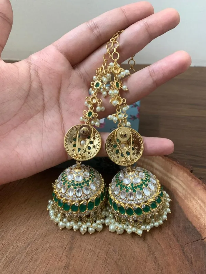 Necklaces Attrangi Oversized Jhumka With Kannauti