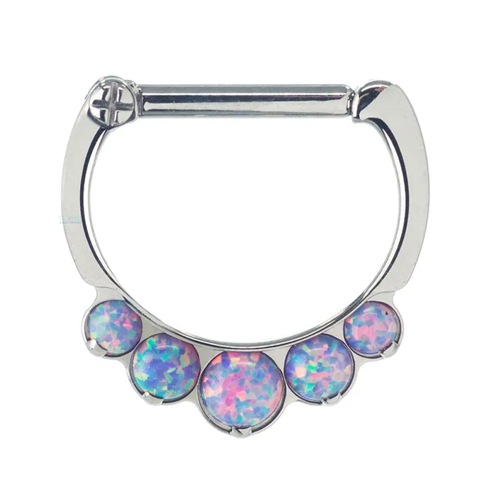 Necklaces Industrial Strength IS Odyssey Clicker 8 with 5 Graduated Opals 12 ga 516 post longer