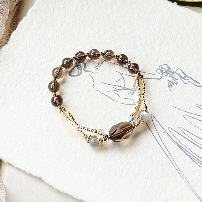 Necklaces Luxe Collection C122 Tea Crystal with Grey Moonstone
