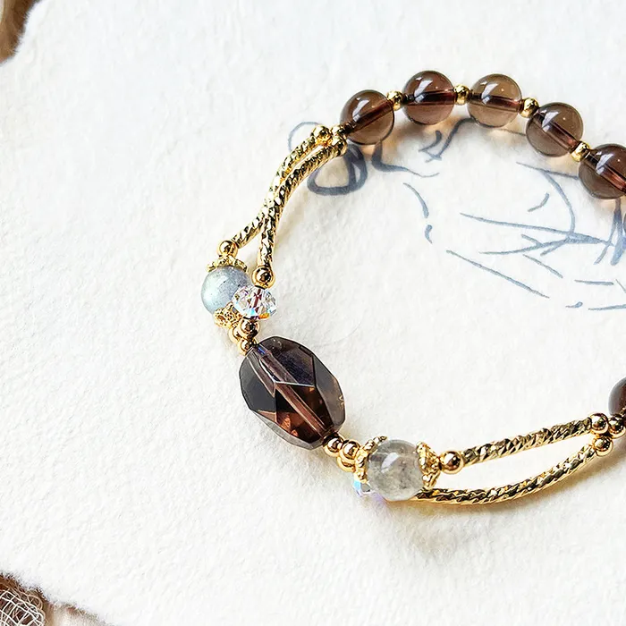 Necklaces Luxe Collection C122 Tea Crystal with Grey Moonstone