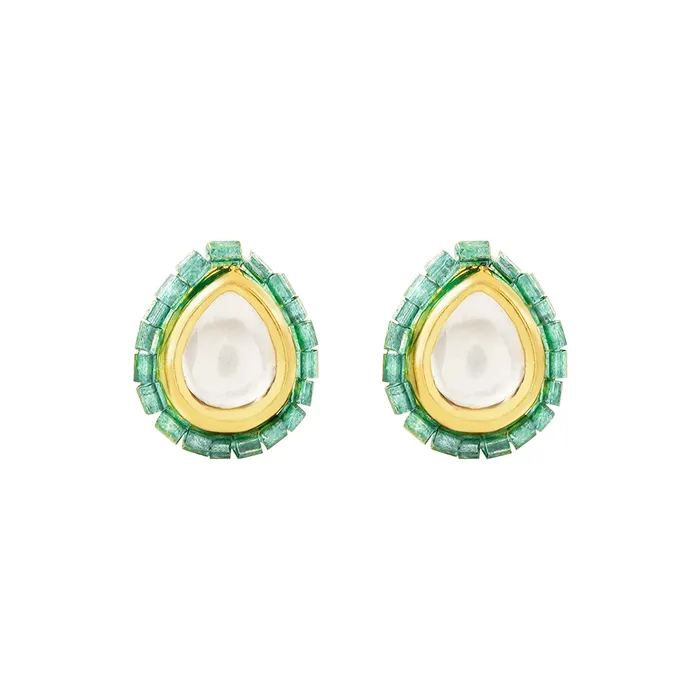 Necklaces Teejh Teejh Noorani WhiteSea Green Beads Necklace set
