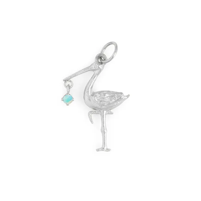 Necklaces The FB White Gold Birthstone Stork Necklace Fox Bond Originals