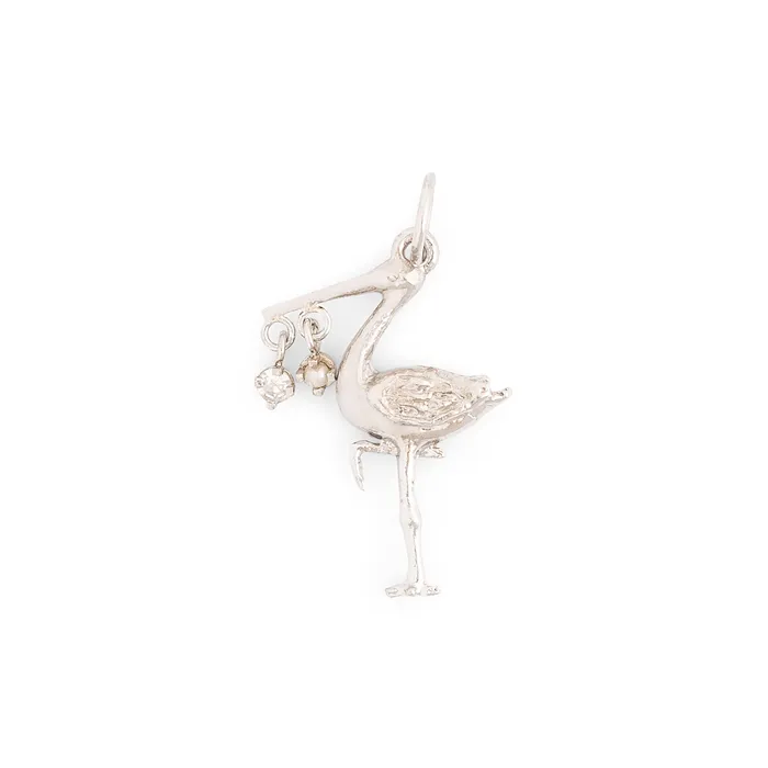 Necklaces The FB White Gold Birthstone Stork Necklace Fox Bond Originals