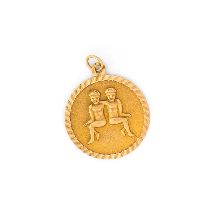 Necklaces Vintage English Large 9k Gemini Zodiac Pendant
