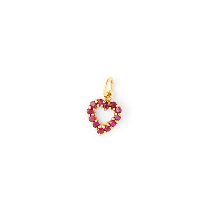 Necklaces Vintage Petite Pink Sapphire Heart and 14K Gold Charm