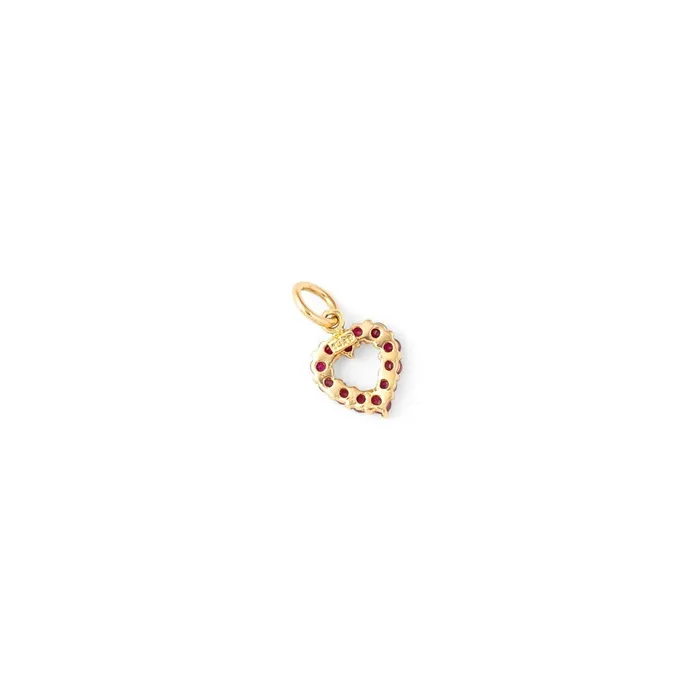 Necklaces Vintage Petite Pink Sapphire Heart and 14K Gold Charm