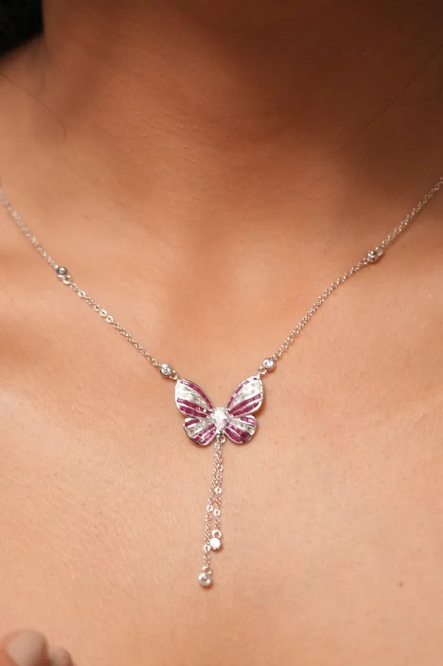 Necklaces You Give Me Butterflies Diamond Pendant with Chain Attrangi Necklaces You Give Me Butterflies Diamond Pendant with Chain Attrangi
