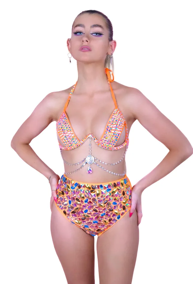 Orange Sunset Rhinestone Set THE LUMI SHOP Earrings