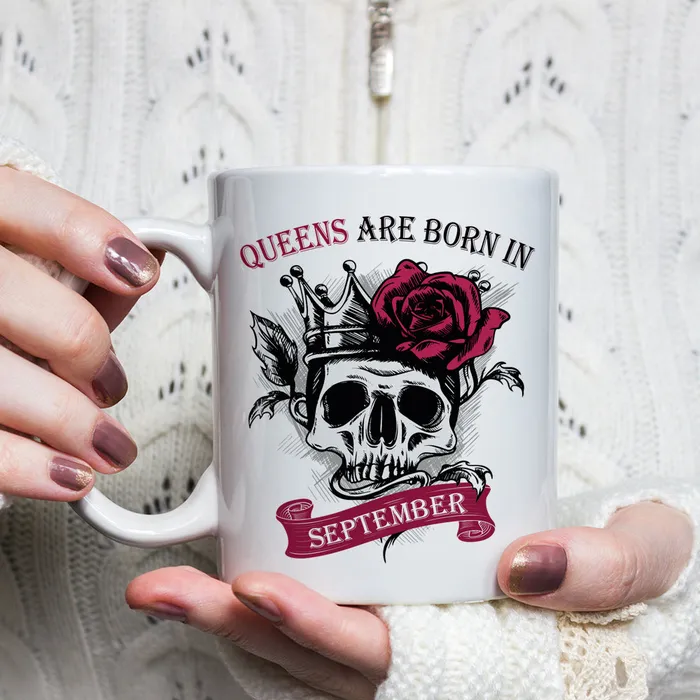 Queens Are Born In JanuaryDecember Skull Mug Zapps Clothing Earrings