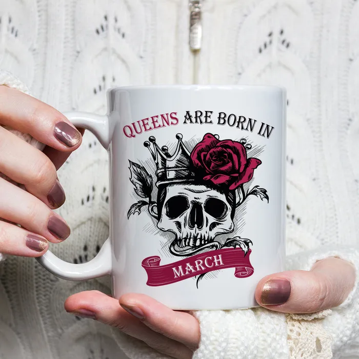 Queens Are Born In JanuaryDecember Skull Mug Zapps Clothing Earrings