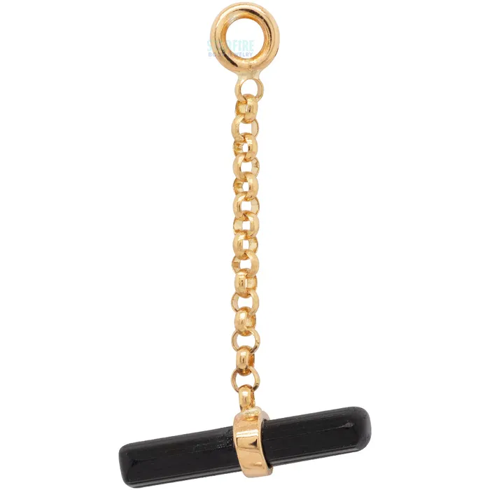 Quetzalli Jewelry Earrings Mojo Chain Charm in Gold with Natural Stone