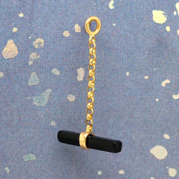 Quetzalli Jewelry Earrings Mojo Chain Charm in Gold with Natural Stone