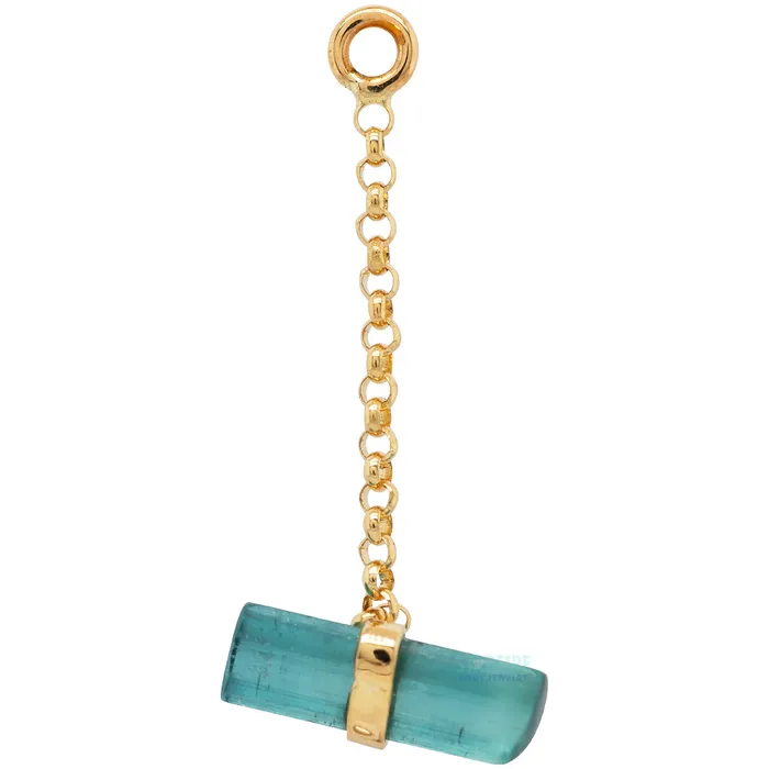 Quetzalli Jewelry Earrings Mojo Chain Charm in Gold with Natural Stone