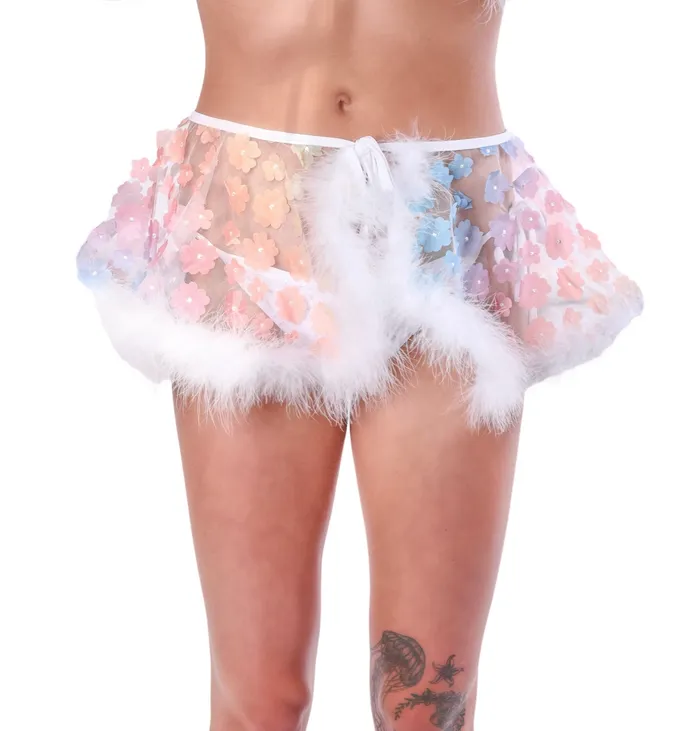Rainbow Daisy Fuzzy 3D Skirt THE LUMI SHOP Rings