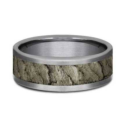 Rings Benchmark Tantalum Band with Bronze Lava Rock Inlay