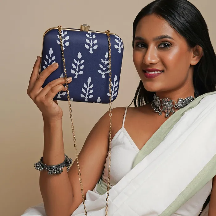 Rings Blue O Clock Stone and Print Clutch Teejh Rings Blue O Clock Stone and Print Clutch Teejh