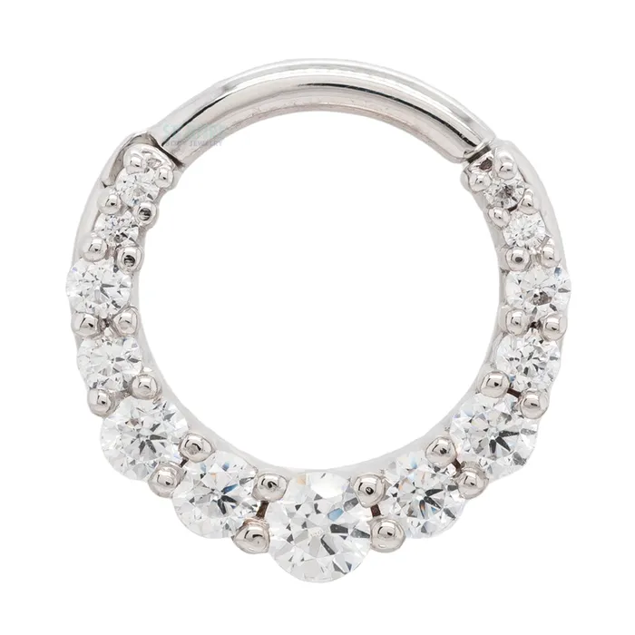 Rings Body Vision BVLA Graduating Gem Oaktier Hinge Ring in Gold with White CZs Rings Body Vision BVLA Graduating Gem Oaktier Hinge Ring in Gold with White CZs
