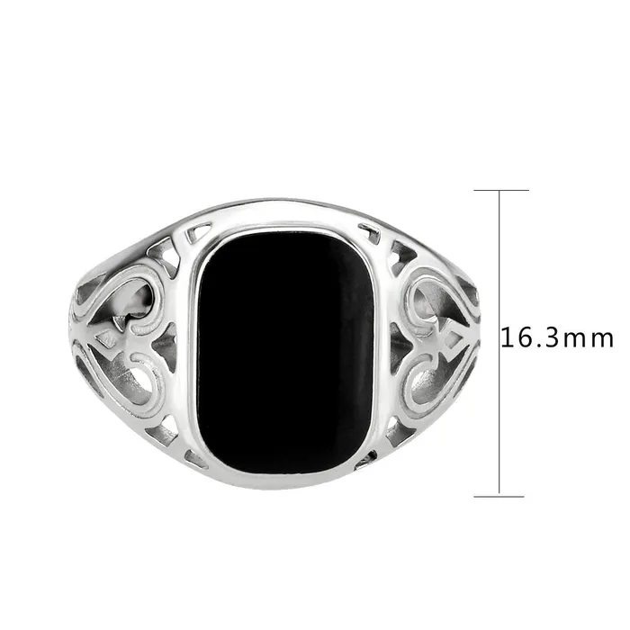 Rings CJ3753 Wholesale Mens Stainless Steel Epoxy Jet Black Heart Filigree Ring Green Rings CJ3753 Wholesale Mens Stainless Steel Epoxy Jet Black Heart Filigree Ring Green