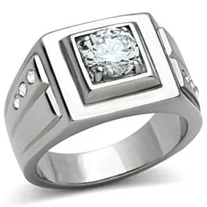 Rings Green CJ458 Wholesale Tri Cubic Zirconia Stainless Steel Ring