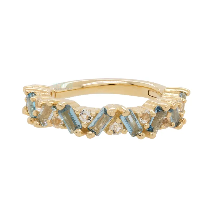 Rings Laguna Hinge Ring Clicker in Gold with London Blue White Topaz Buddha Jewelry Organics Rings Laguna Hinge Ring Clicker in Gold with London Blue White Topaz Buddha Jewelry Organics