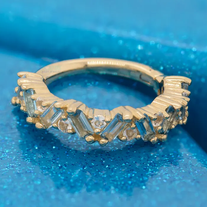 Rings Laguna Hinge Ring Clicker in Gold with London Blue White Topaz Buddha Jewelry Organics
