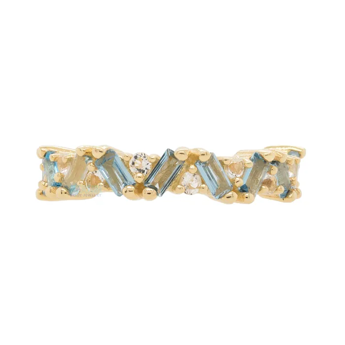 Rings Laguna Hinge Ring Clicker in Gold with London Blue White Topaz Buddha Jewelry Organics