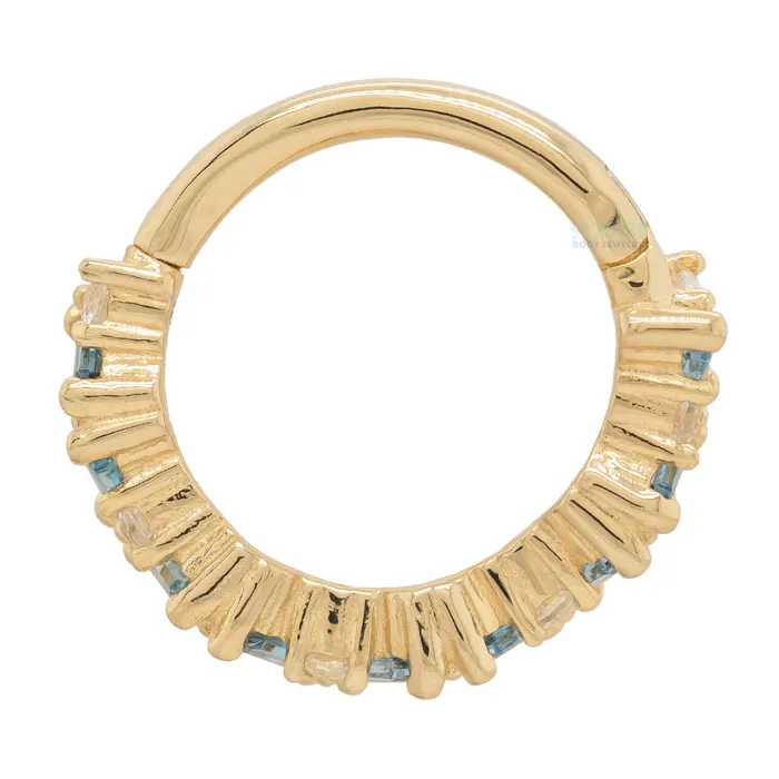 Rings Laguna Hinge Ring Clicker in Gold with London Blue White Topaz Buddha Jewelry Organics