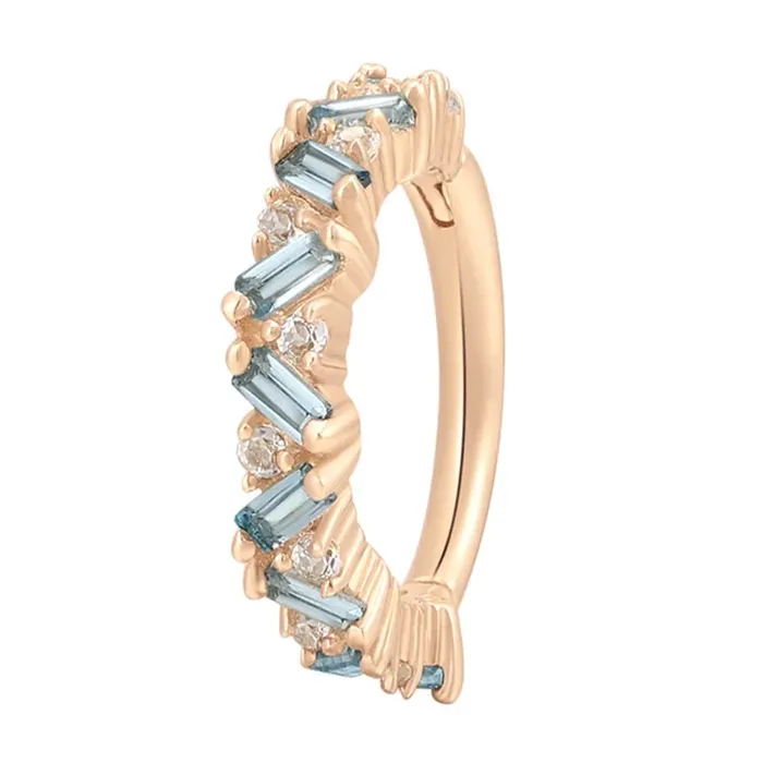 Rings Laguna Hinge Ring Clicker in Gold with London Blue White Topaz Buddha Jewelry Organics