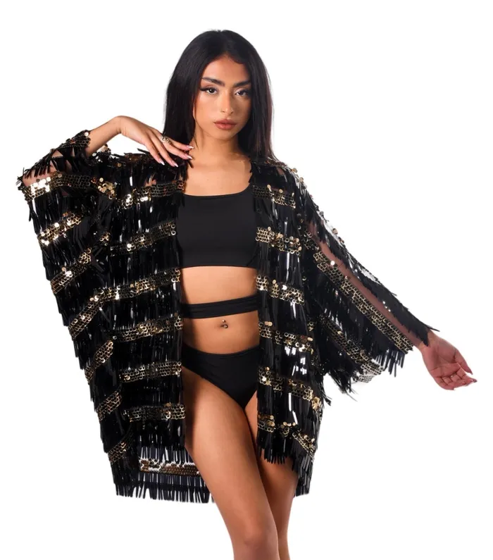 Rings THE LUMI SHOP Disco Sequin Kimono Black