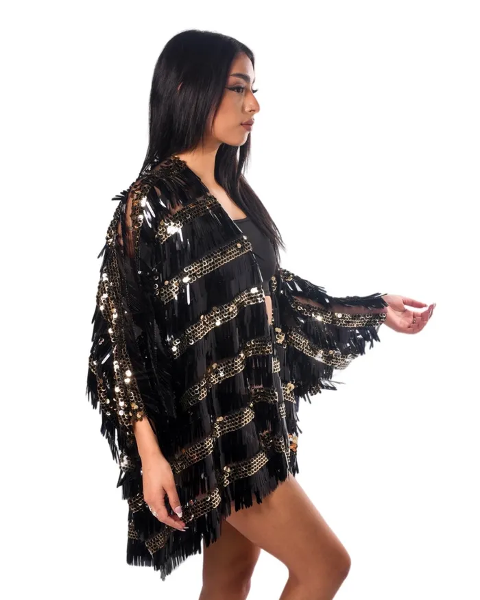 Rings THE LUMI SHOP Disco Sequin Kimono Black