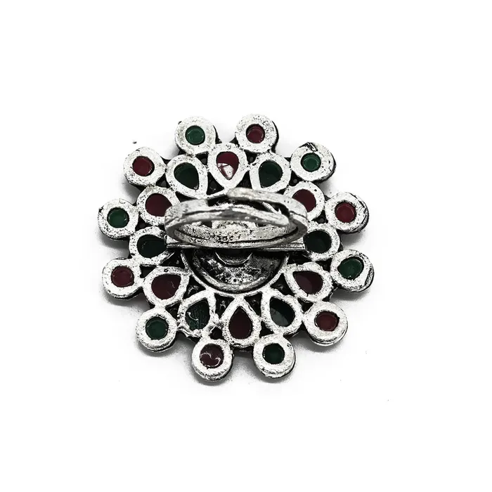 Rings Vani Multi Colored Stone Silver Ring Teejh