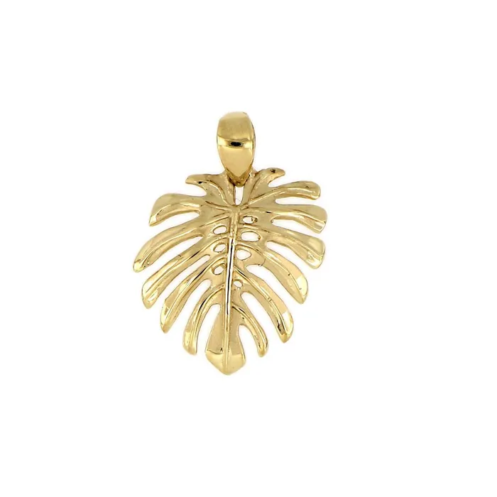 Rosa Marianas Necklaces 14KT Solid Yellow Gold Medium Monstera Leaf Pendant