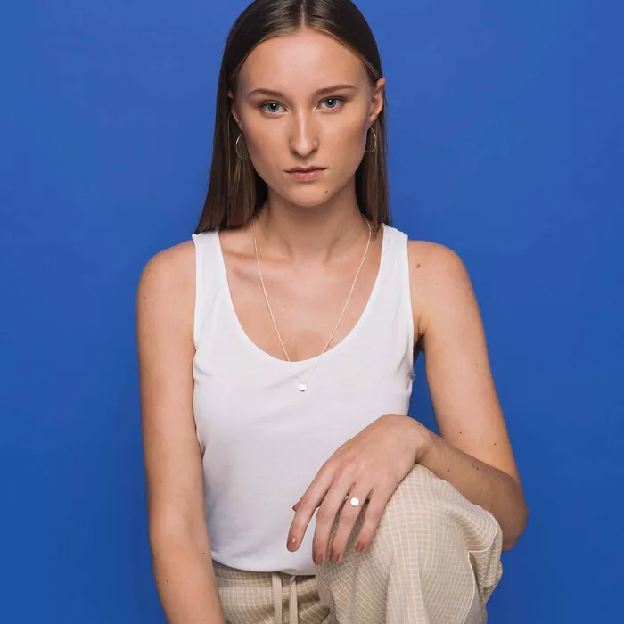 satin flat hoop M L fejn ML Earrings