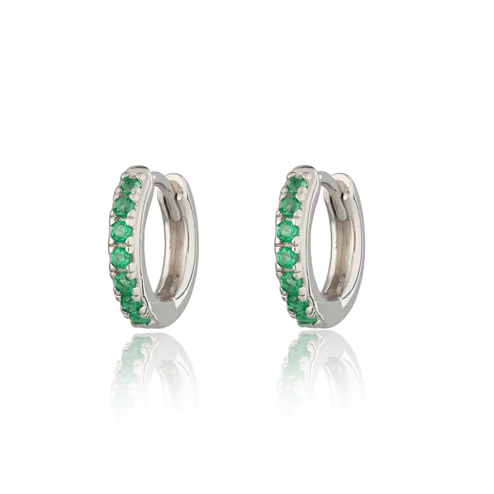 Scream Pretty Earrings Huggie Earrings with Green Stones Scream Pretty Earrings Huggie Earrings with Green Stones