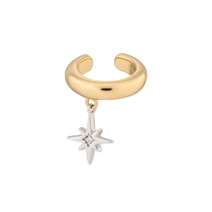 Scream Pretty Mixed Metal Starburst Drop Single Ear Cuff Earrings