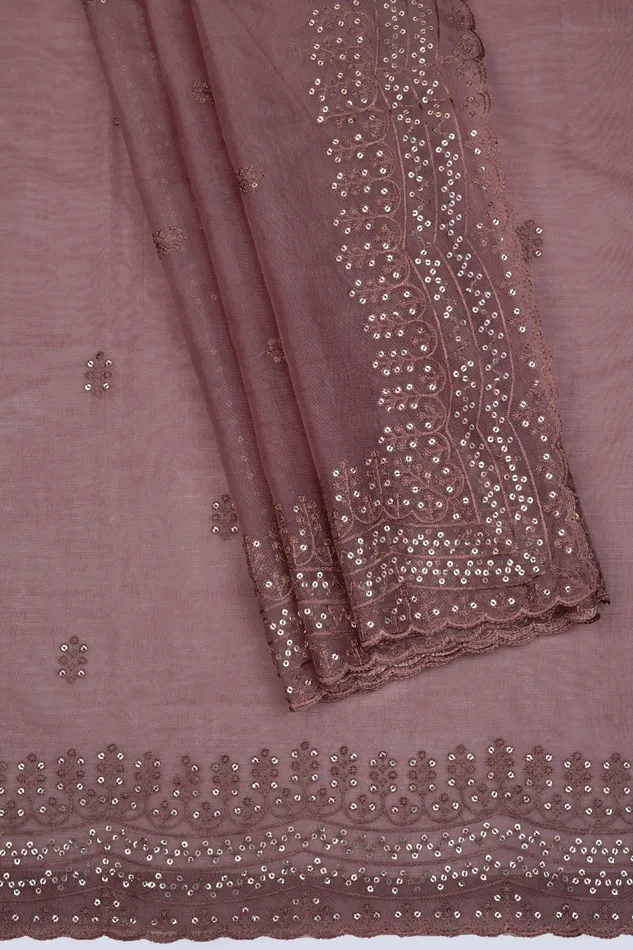 Teejh Chavvi Brown Sequin Embroidery Organza Saree Teejh Earrings Teejh Chavvi Brown Sequin Embroidery Organza Saree Teejh Earrings