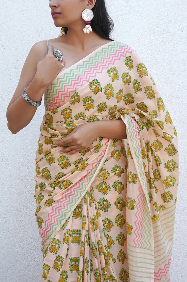 Teejh Earrings Teejh Horn OK Please Mulmul Cotton Saree