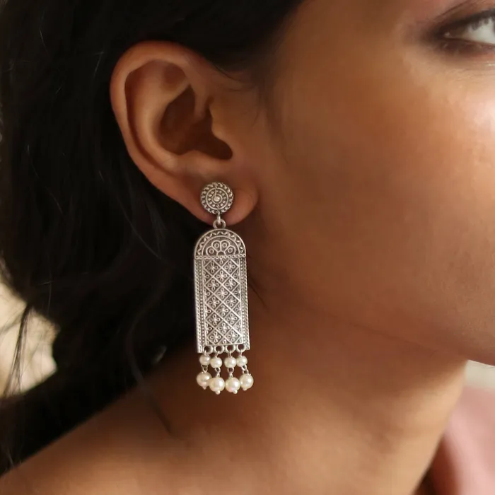 Teejh Earrings Teejh Oeshi Silver Oxidised Earrings Teejh Earrings Teejh Oeshi Silver Oxidised Earrings